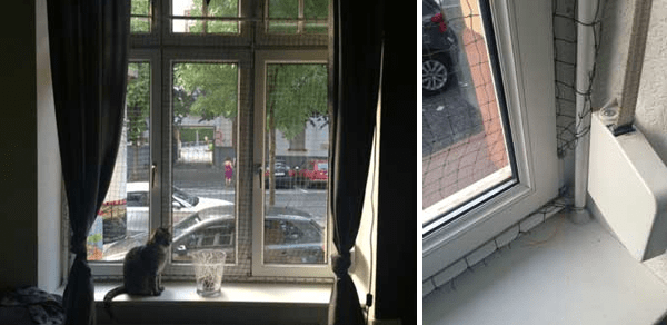Fensterabsicherung für Katzen mit Duschvorhangstangen
